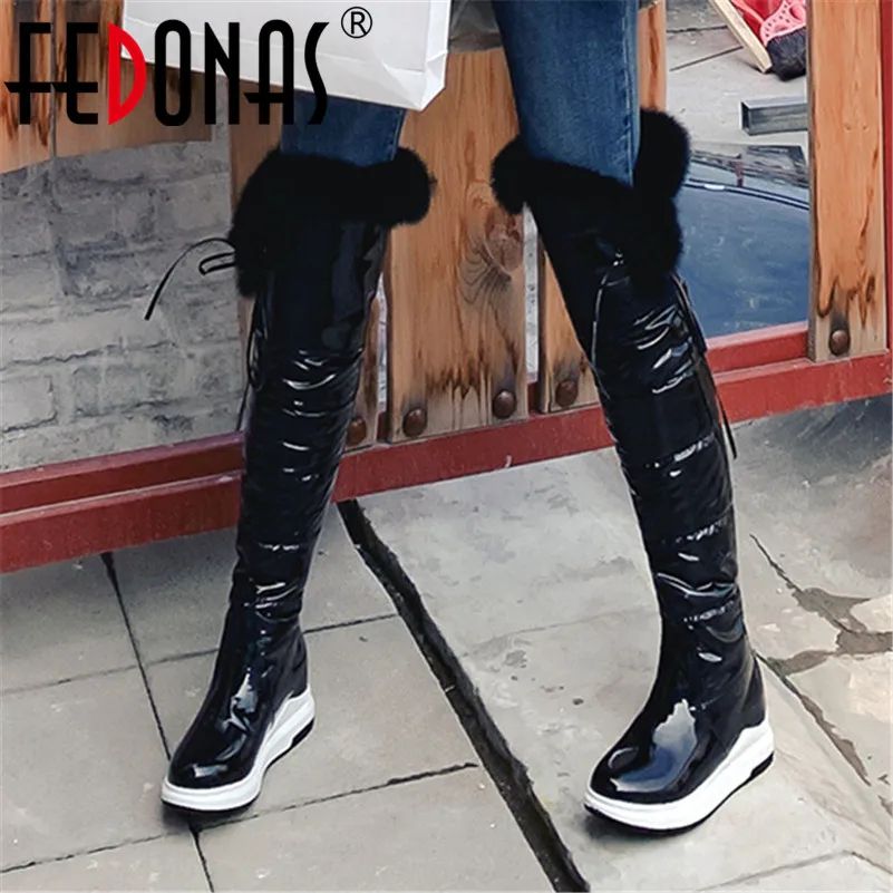Cena FEDONAS damskie klasyczne ciepłe długie buty obuwie damskie zimowe damskie ponad buty do kolan jakości Pu skórzane buty do jazdy konnej