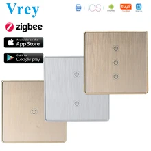 EU Zigbee Touch Switch Smart Home Switcher Light Switches Zero FireWire Control Swtiched with Google Home Alexa Aluminum Shell