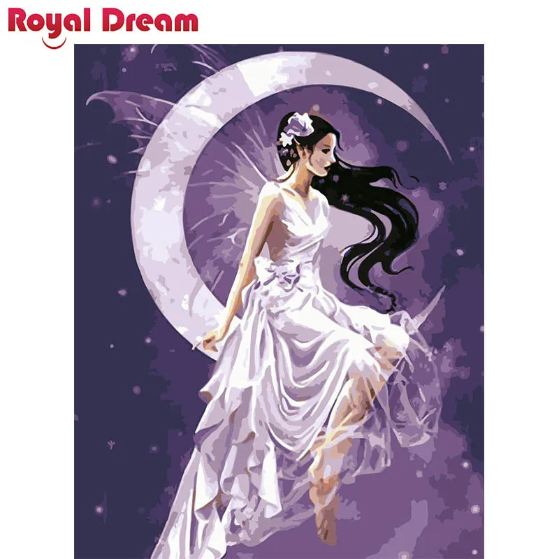 

The moon fairy DIY Painting By Numbers Canvas Painitng Home Wall Art Picture Coloring By Numbers For Home Decor