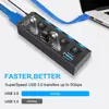 USB 3.0 Hub USB Hub 3.0 USB متعدد المنافذ الفاصل 3 حاب استخدام محول الطاقة 4/7 ميناء متعددة المتوسع 2.0 USB3 Hub مع التبديل للكمبيوتر 2