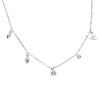 

new year christmas gift 100% 925 sterling silver love star hand cz paved delicate dainty charm layer necklace for girls
