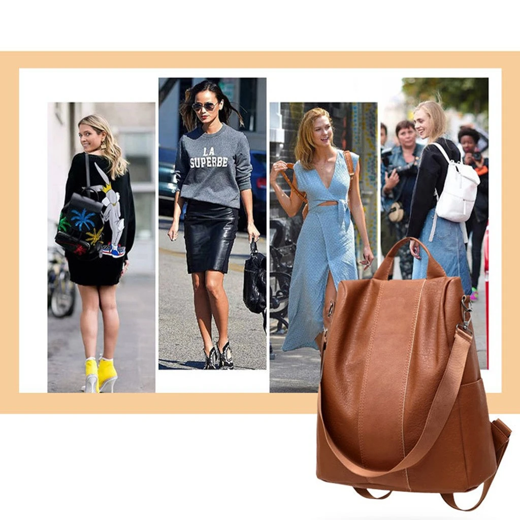 Aelicy Women Backpack Lady Satchel Travel Shopping School Girl Rucksack Vintage Bag Leather Dual-use Small Backpack 1021