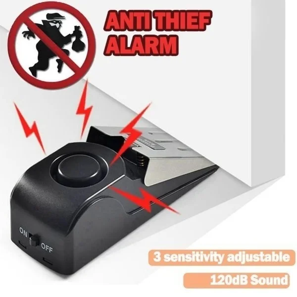 

Wireless Portable Stainless Steel Mini 120dB Card Door Stop Alarm for Home Wedge Shaped Alert Security Block Blocking System