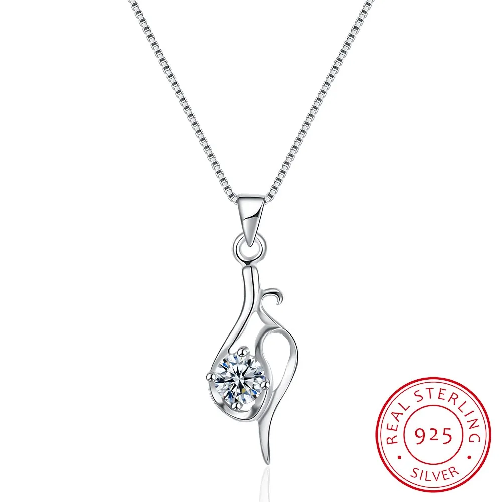 

SILVERHOO Authentic S925 Real Sterling Silver Simple Clean Cubic Zircon Beauty for Women Romantic Gift Lucky Jewelry