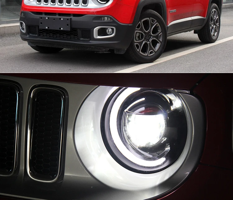 Автомобильные фары для Jeep Renegade- светодиодные фары DRL ходовые огни биксеноновый луч ангельские глазки Автомобильная фара