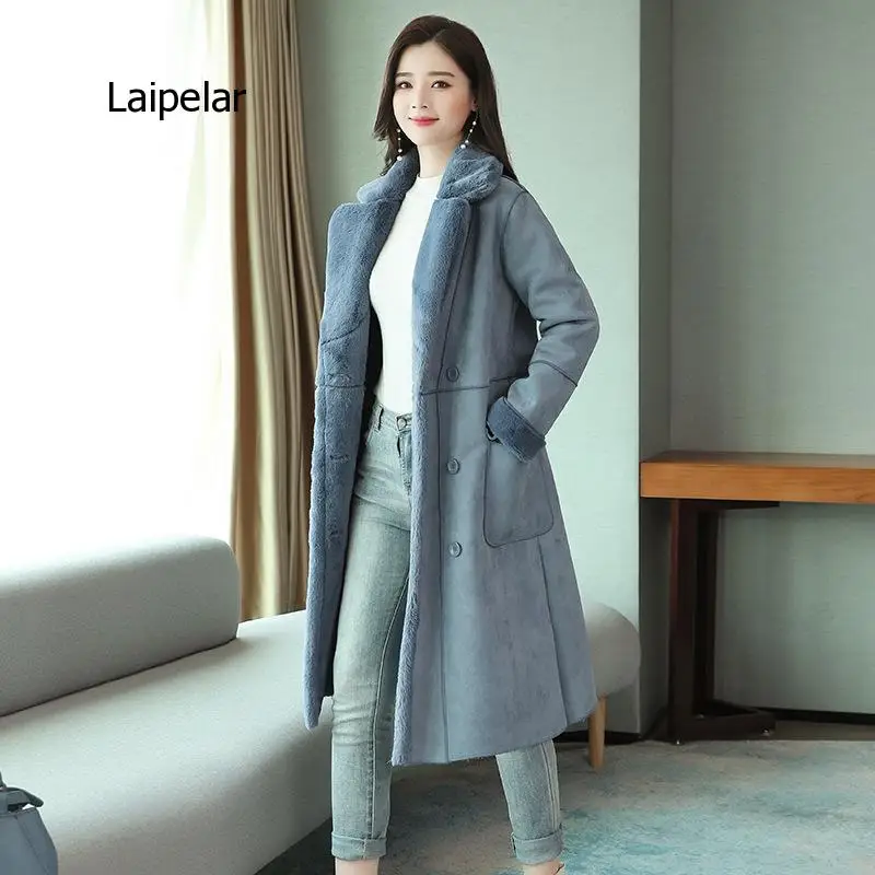 Women's Winter Sheepskin Coat Very Warm Lamb Fur Ladies Korean Cropped Outerwear Loose Female Long Suede Clothing 2Xl Autumn