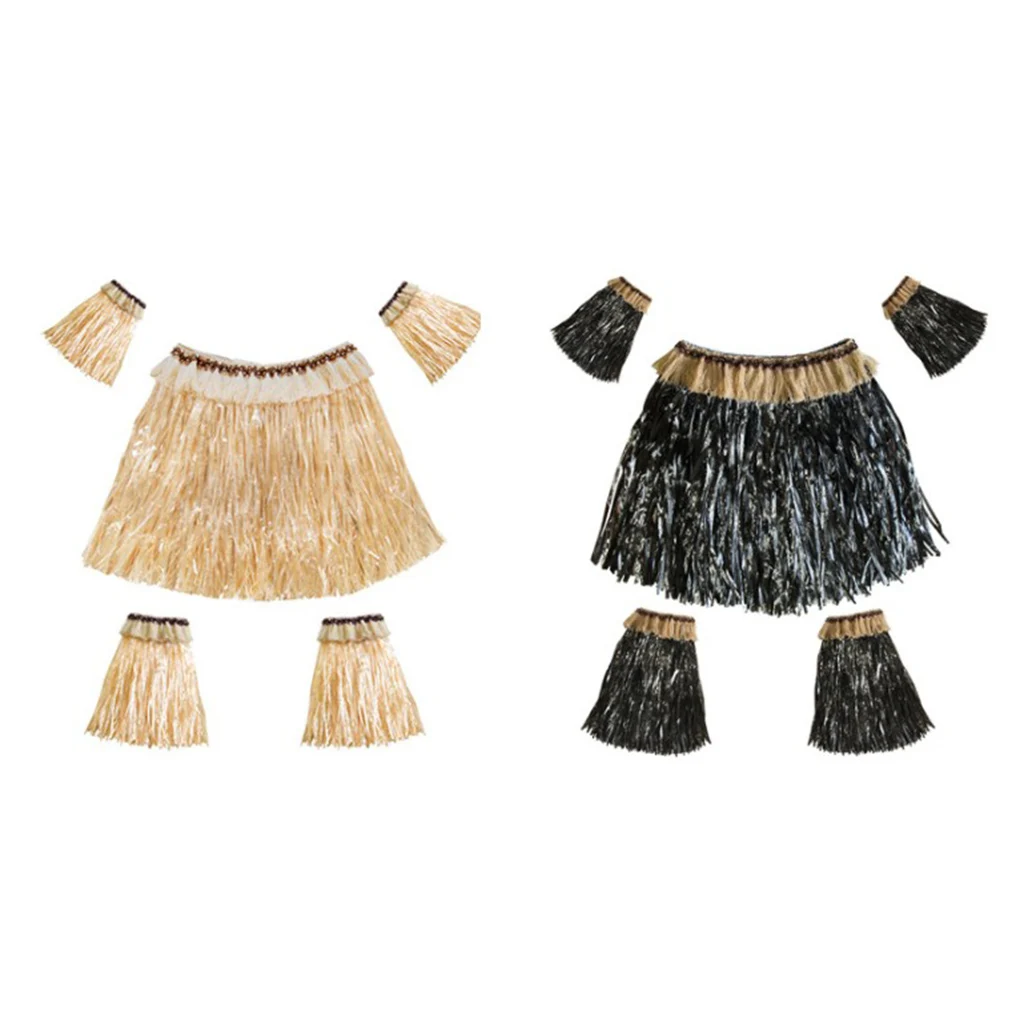 2 Гавайские хула смешная Танцевальная вечеринка Трава юбка рука ноги костюм с