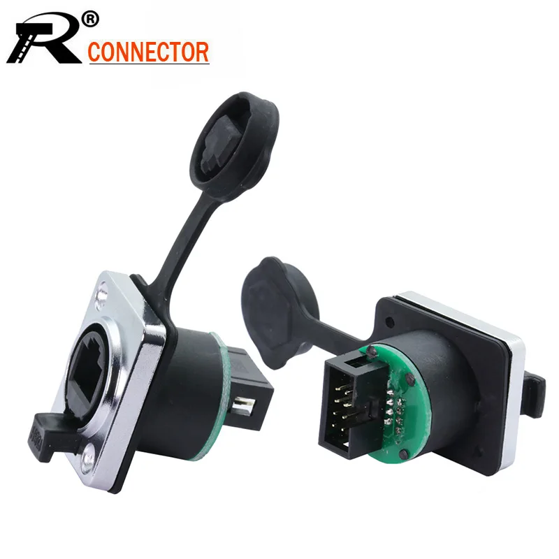 70 шт./лот прямая печатная плата RJ45 гнездовой разъем крепление на панель IP65