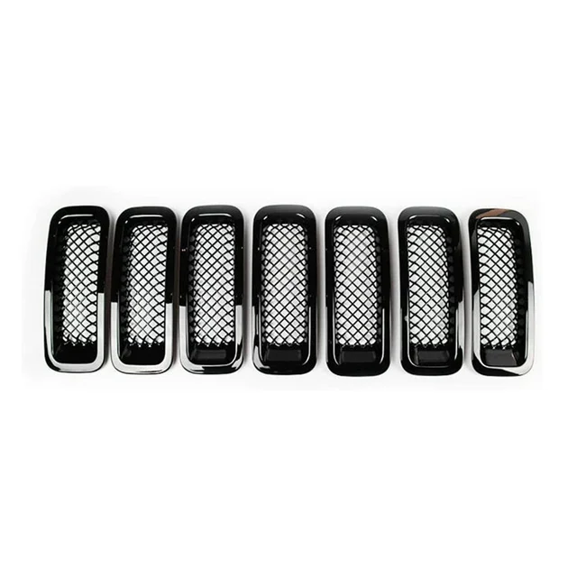 7pcs Black ABS Front Grill Guard Grille Insert Cover Trim for 2015 201