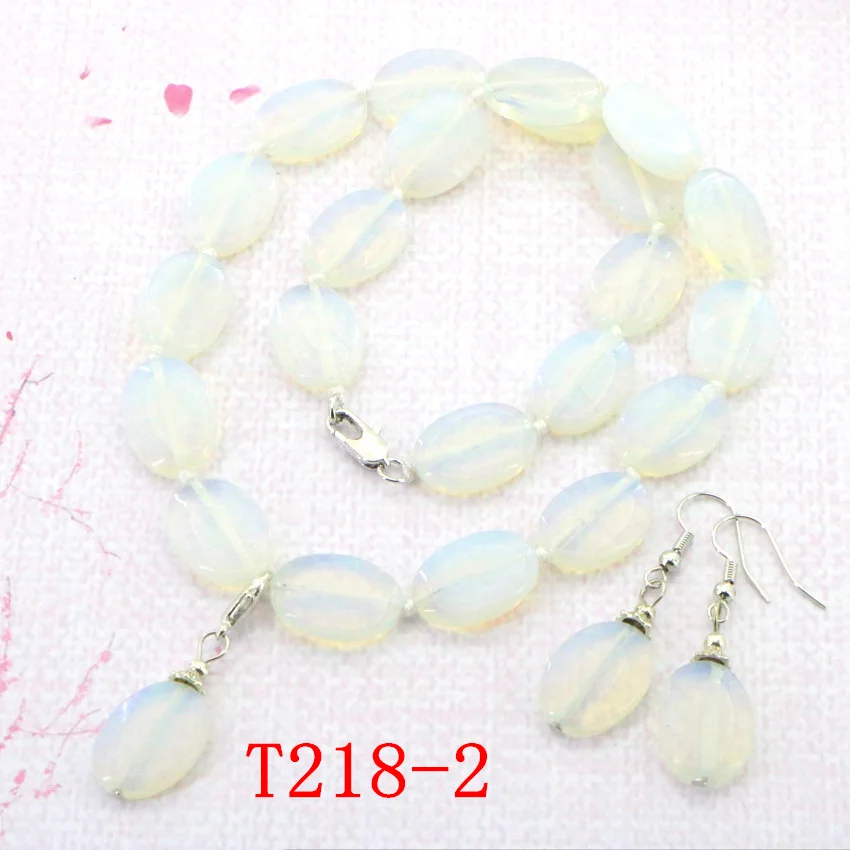 Natural Jade Moonstone Tiger Eye Stone Tourmaline Agate Pendant Necklace Earring Jewelry Set for women (73)