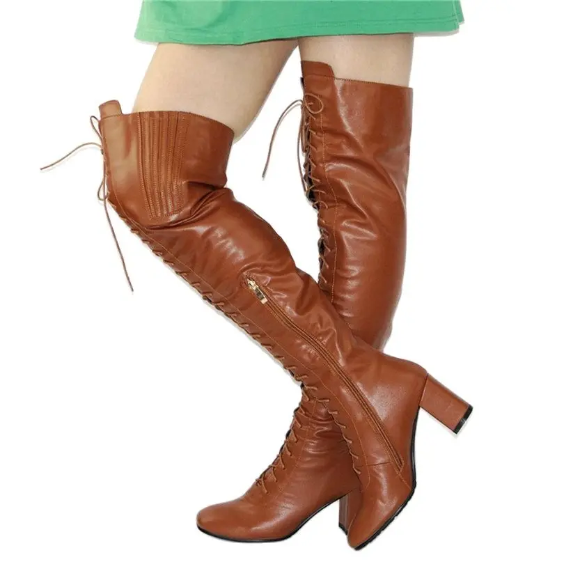 Thigh High Boots Women Punk Winter Lace 