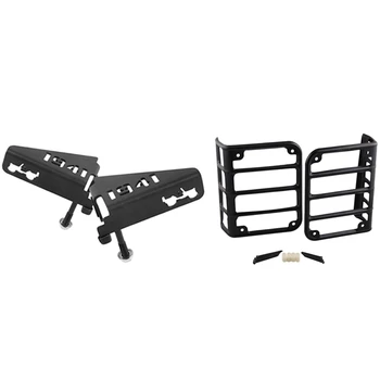 

2pcs Rear Tail Light Guards Protector Covers & 2pcs Door External Foot Pedal Rest Pedal for Jeep Wrangler JL 2018-2019