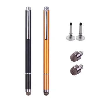 

Universal 2 in 1 Stylus Pens with Fiber Tip and Disc Tip Precision Touchscreen Pen Pack of 2pcs Black/Gold