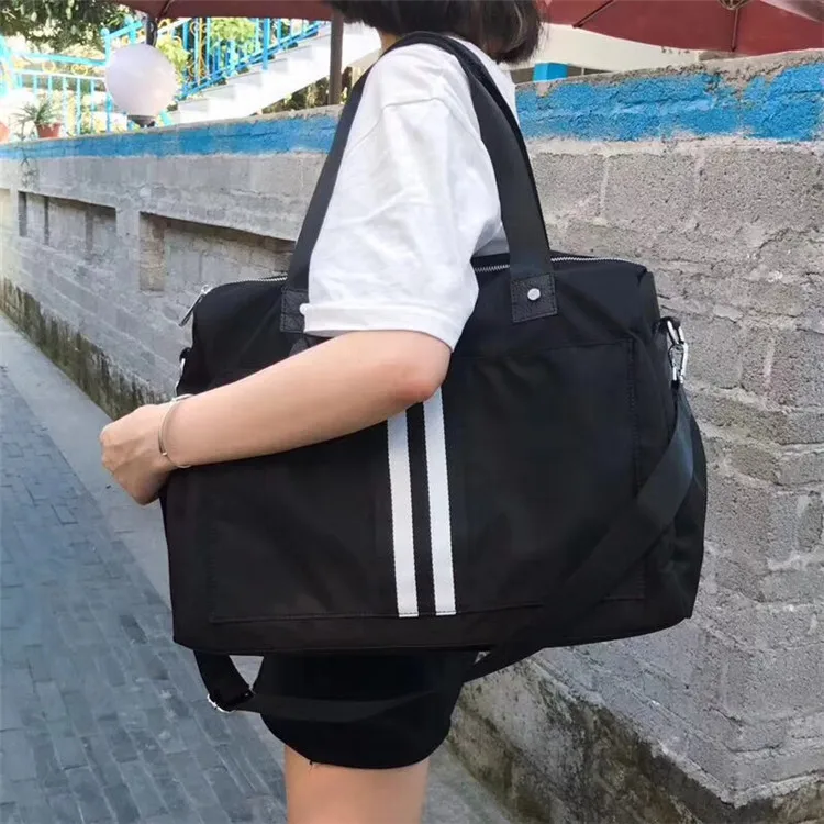

2019 New Style Shoulder Bag Korean-style Stripes with Leather Casual Travel Large Bag Practical WOMEN'S Bag Casual Bag