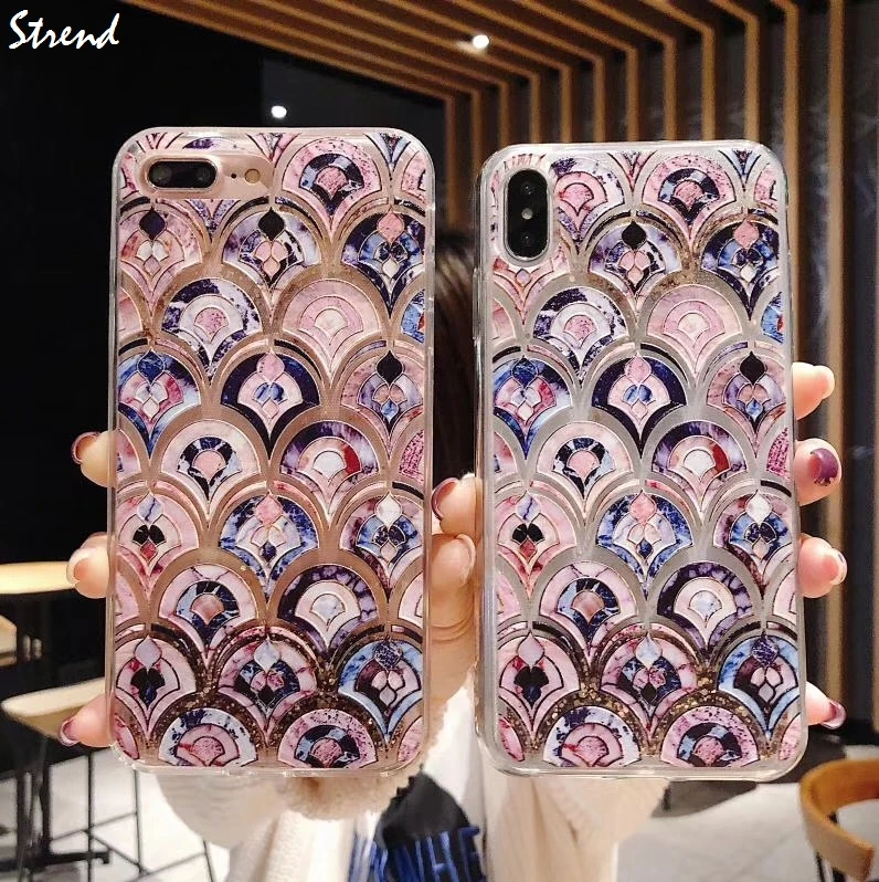 

Fashion Glitter Girl Mermaid Fish scale quicksand Cover For Apple iPhone X XS Max Xr 10 7 8 6 6s Plus Moving liquid sand Case