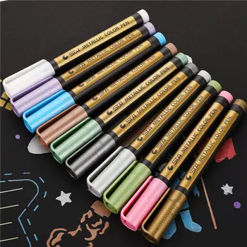 

10 Color/lot Metallic Marker Pens Brush Pen for Rock Painting Medium Point Ceramic Glass School Art Supplies Markers Stationery