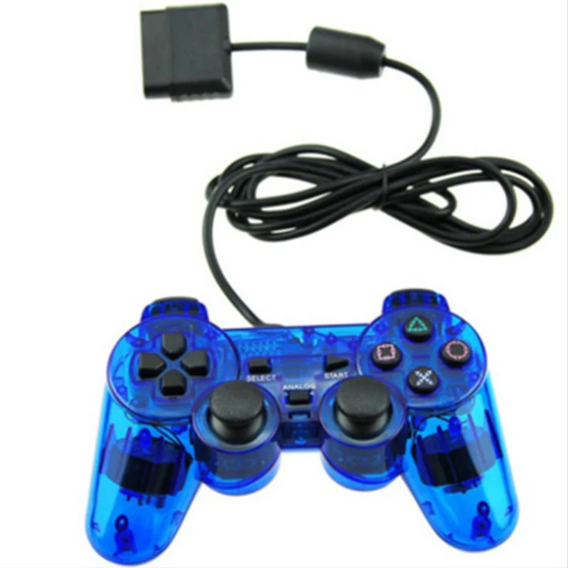 For PS2 Wired Game Controller Gamepad Double Vibration Clear Controller Gamepad Joypad for playstation 2 PS2 Gamepads Accessory