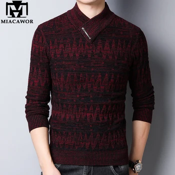 

MIACAWOR New Winter Sweater Men Thick Warm Wool Pullover Men Knitted Turtleneck Sweaters Fashion Slim Fit Pull Homme Y200