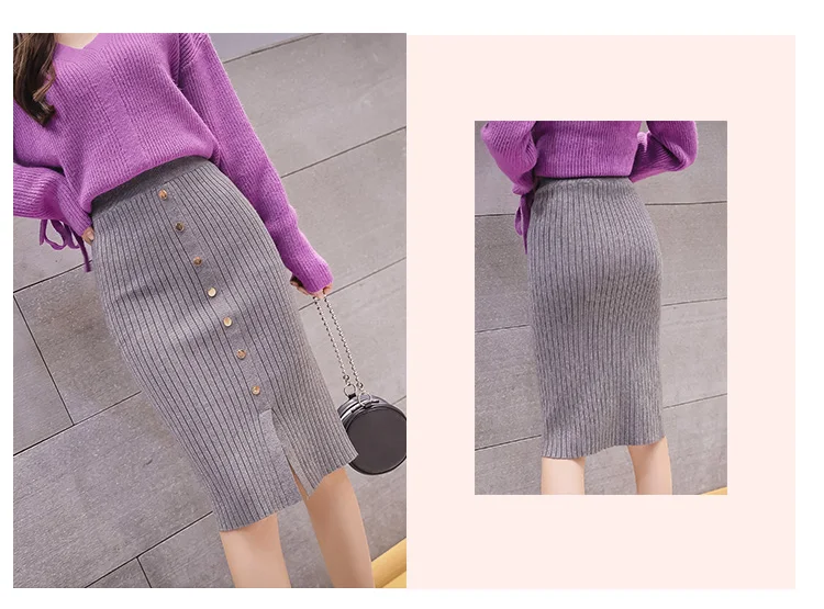Fa905 new autumn winter women fashion casual sexy Skirt kawaii plus size skirt knitting women skirts harajuku