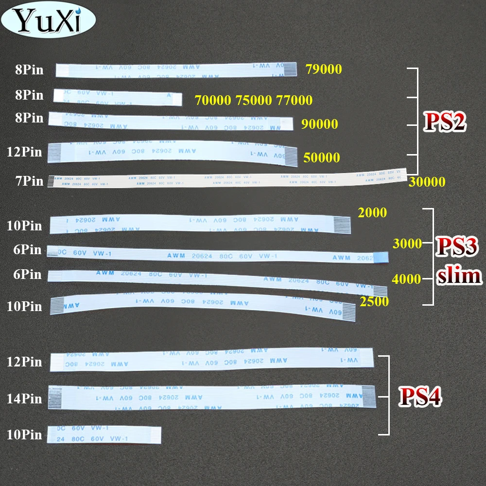 1PC For PS4 PS2 PS3 slim Controller 10pin 12 pin 14pin Charging Board Power Switch Cable 10p Touch pad Flex Ribbon Cable