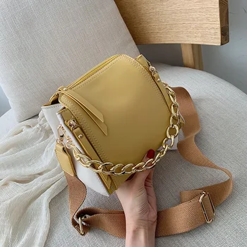 

luxurious Designer PU Leather Bucket Bags For Women 2019 Ladies Solid Color Chain Shoulder Messenger Bag Female Travel Handbags