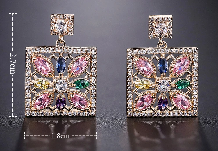 YANMEI квадратные и цветочные серьги-гвоздики для женщин полые кубические циркониевые серьги-гвоздики модные ювелирные изделия YME9018