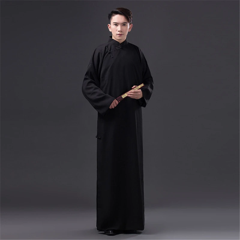Китайский стиль Костюмы Республика Китай рубашка с длинными рукавами мужской костюм халат Китайский косплей для мужчин