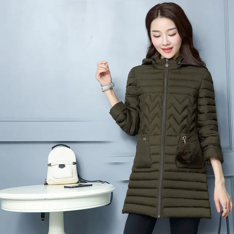 

2018 Winter New Style Cotton-padded Clothes Women's Mid-length Thin down Jacket Cotton-padded Clothes Large Size Warm Women's Co