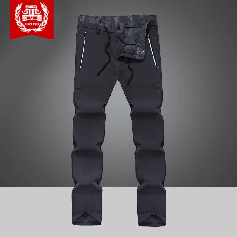 Мужские осенние водонепроницаемые дышащие уличные альпинистские эластичные повседневные быстросохнущие брюки - Цвет: Серый
