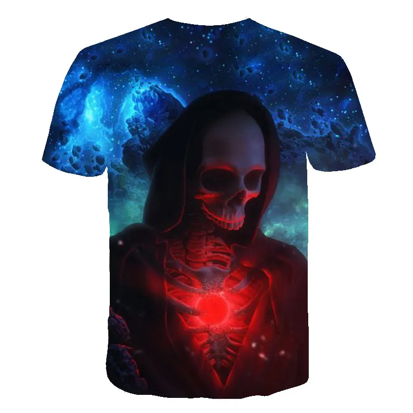 New Skull T Shirt Men Women 3D Print Fire Skull T-shirt Short Sleeve Hip-Hop Tees Summer Tops Cool t shirt Halloween Shirt