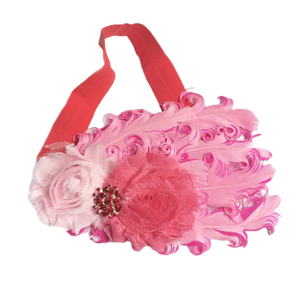 Baby Girls Newborn Headwear Baby flower bow feather headband feather baby headband girl hairbands bow hair Headbands