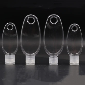 

5piece Transparent Refillable Jar Travel Cosmetic Handwashing Fluid Storage Container With Carabiner