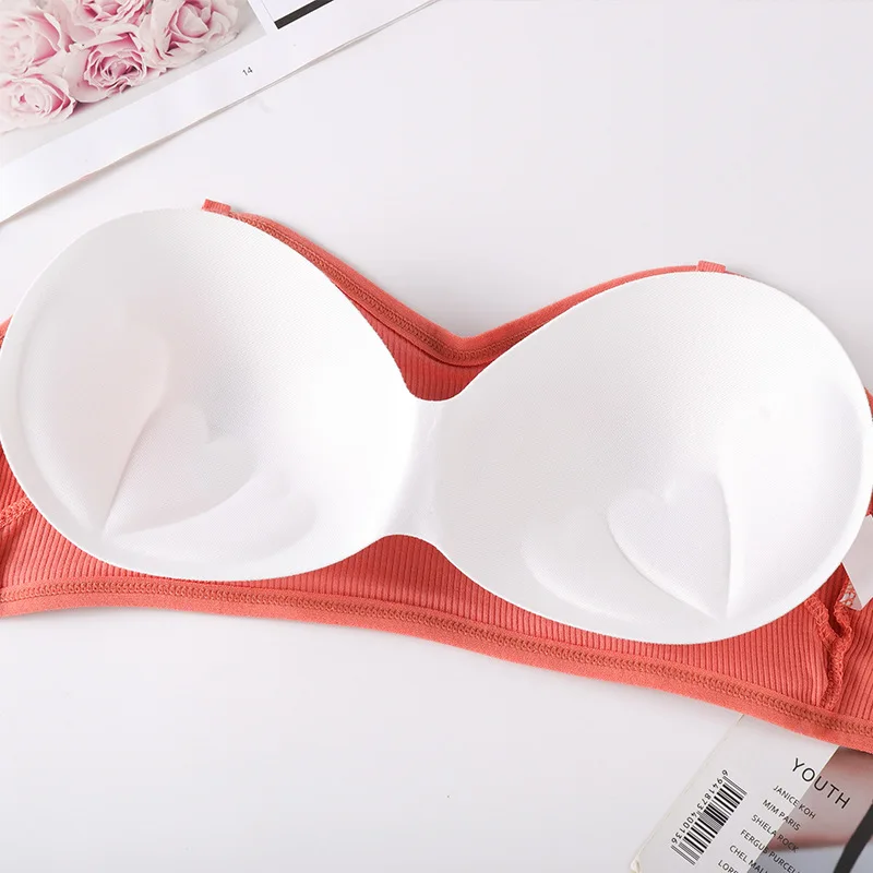 Women Tube Tops Strapless Cropped Seamless Back Closure Padded Bandeau Wrap Bra Lingerie