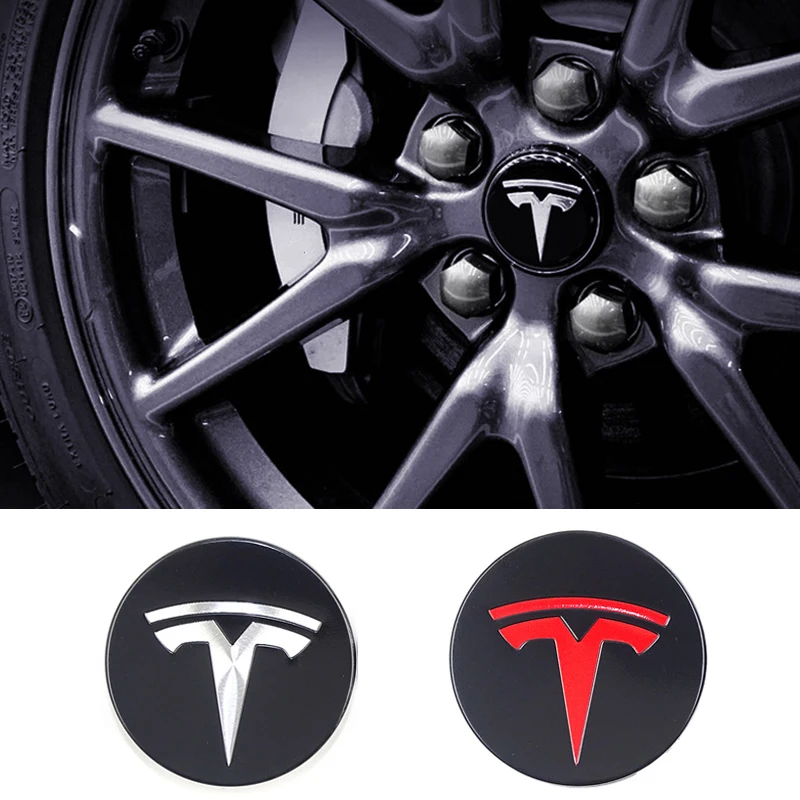 

4pcs 58mm Car Wheel Center Cap For Tesla Model 3 Model X Model S Tesla Hub Cap Emblem Logo Badge Caps Emblem Badge Stickers
