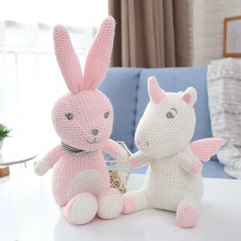 

New woolen knitting soothing unicorn doll baby little dinosaur plush toy