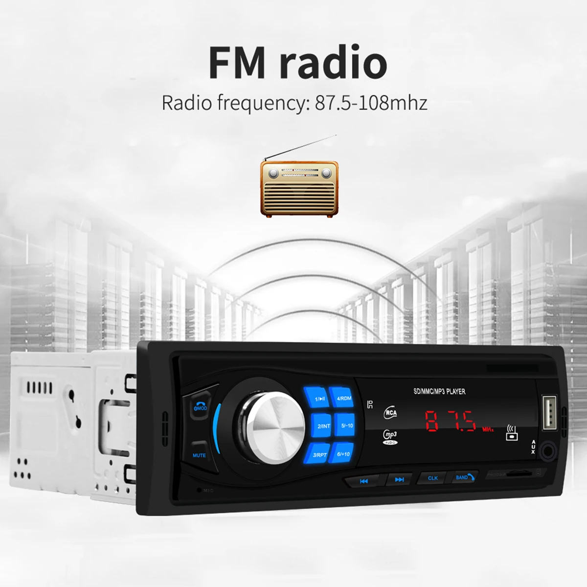 SOONHUA MP3-плеер BT Аудио плееры автомобильные 12 в mp3-плееры USB2.0 с пультом дистанционного управления и кабелем питания