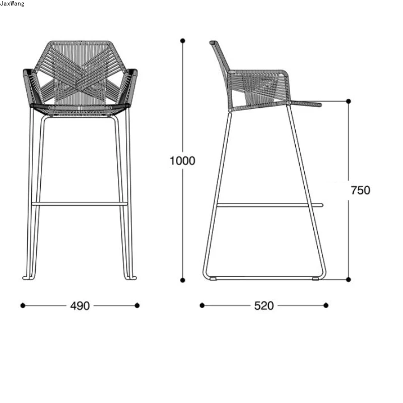 Nordic Bar Stool simple Modern High Feet Stool Rattan Chair Leisure Backrest Simple Household Bar Chair Creative Stools