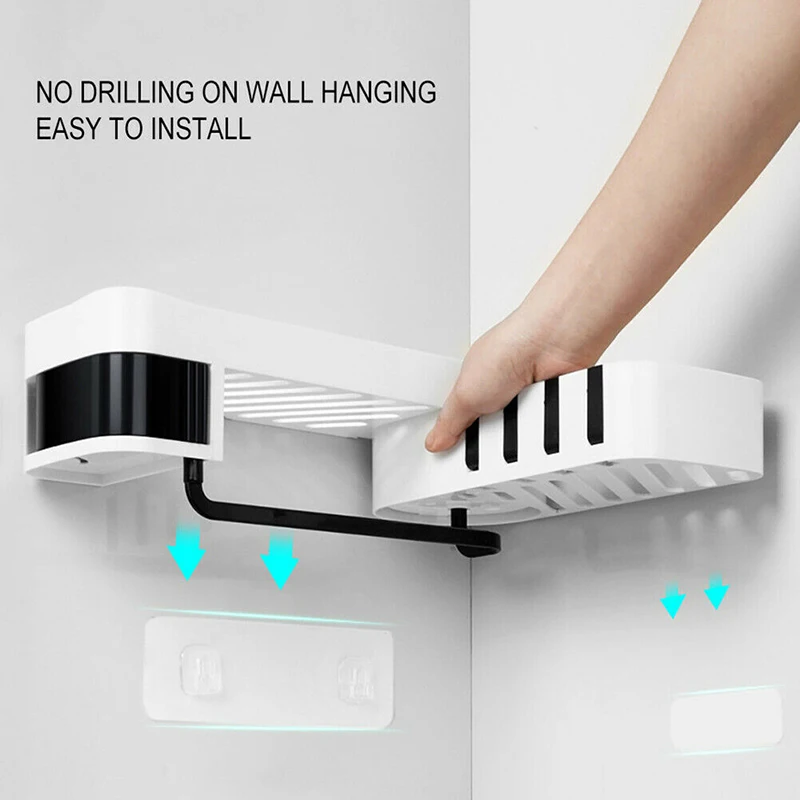 

MEW Corner Shower Shelf Bathroom Shampoo Shower Shelf Holder Kitchen Storage Rack Organizer Wall Mounted Bathroom Accessories