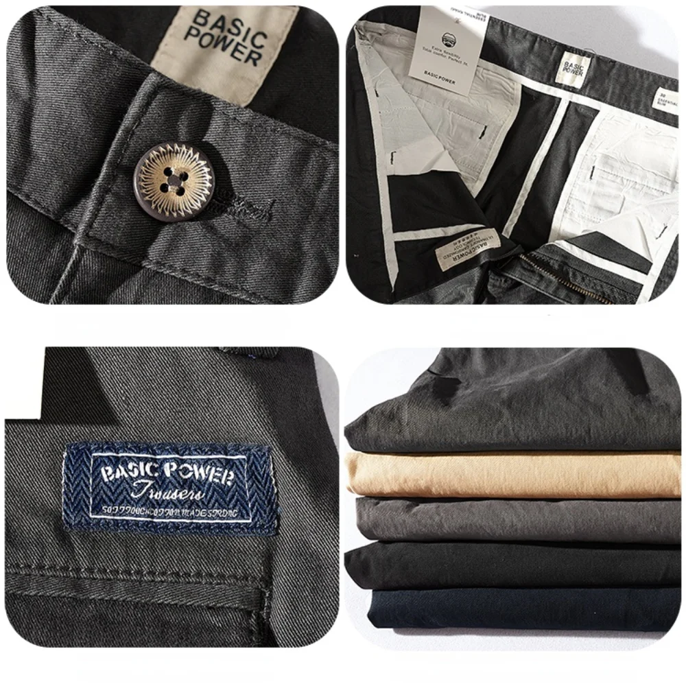 Men's Twill Stretch Woven Slim-Fit Straight Casual Pants