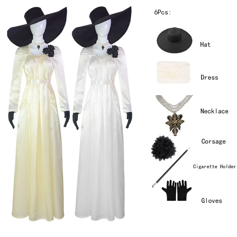 

Halloween Costumes for Women Cosplay Costumes White Costume Party Lady Cosplay Necklace Costume Woman Skirt Evening Dresse