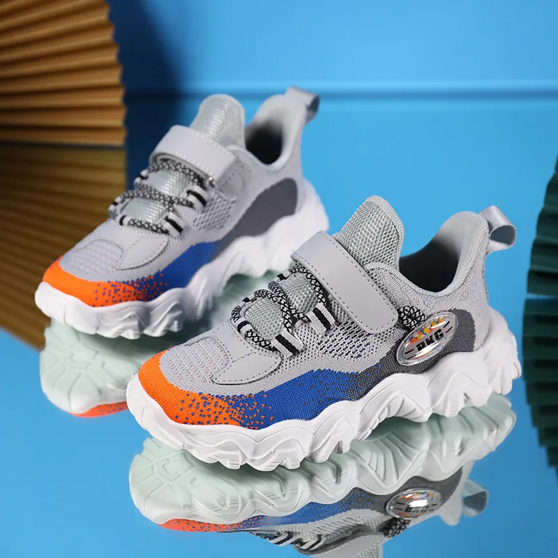 Summer New Gym Shoes For Kids Fashion Big Boy Running Shoes Children Sport Shoes Light Weight FlyWire Student School Trainers