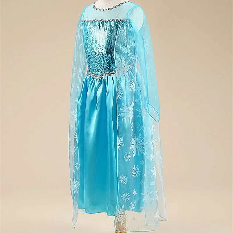 Маскарадное нарядное платье принцессы для девочек, костюм монашки со снежинками, вечерние Детские платья на Хэллоуин для девочек, платья Снежной королевы с блестками, vestidos