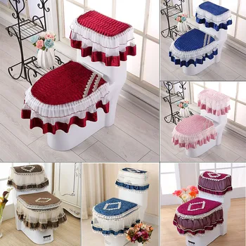 

3Pcs/set Elegant Toilet Seat Covers Beautiful Lace Toilet Lid Pads Soft Toilet Seat Ring Decorative Bathroom Supplies