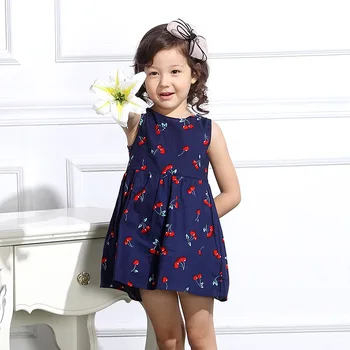 

New Girls Printed Tie Rope Korean Dress Cotton Sleeveless Vest Children Dress