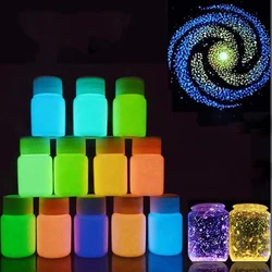 DIY 13 Colors Acrylic Paint Glow Gold Luminous Powder Paint Pigment Fluorescent Powder Painting For Night Run Nail Art Supplies