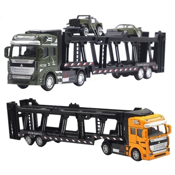 

2 Set Parenting Pull Back Super Truck Vehicle Simulation Transporter Model Car-1 Set with Car & 1 Set Without Car