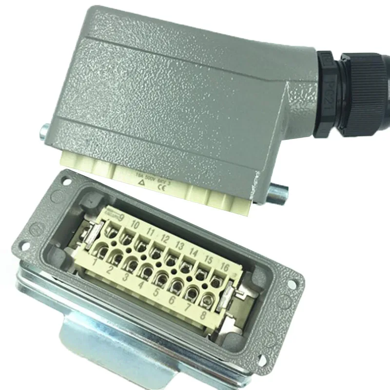 

Heavy-load Connector 16 core Industrial Waterproof Rectangular Socket Plug Male and Female Connector 16A 500V Concealed Install