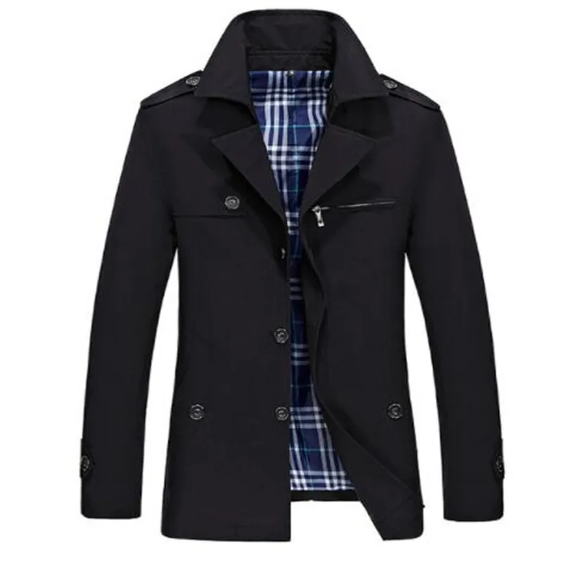 Корейский тренчкот для мужчин весна осень мужская мода длинный Тренч Повседневная однотонная куртка плюс размер M-5XL Прямая поставка