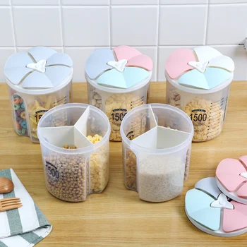 

Kitchen Items Food Storage Box Plastic Separation Cereal Storage Containers Set Household Seal Beans Organizer