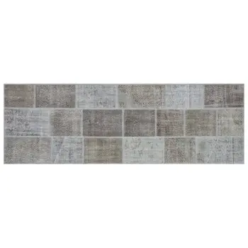 

Handmade Gray Vintage Overdyed Patchwork Runner Rug 100x300 Cm-3'3''X9'10''